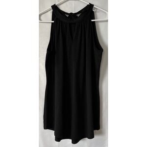 Women's Black Halter Top Sleeveless Keyhole Back Tie Size XL